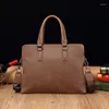 Bortkroppar 2023 Högkvalitativ PU -läder Män Portfölj Business Laptop Bag Luxury Handväska axel Make Messenger