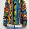 Suéteres Masculinos Harajuku Suéter de Malha Vintage Masculino Pop Art Color Block Hip Hop Streetwear Outono Oversize Pullover Jumpers Unissex 230731