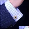 Cuff Links Kflk Jewelry Fashion Shirt Cufflinks For Mens Brand Button Gold-Color Link High Quality Black Abotoadura Guests Y1130 Dro Dh6Vs