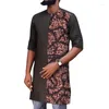 Mäns casual skjortor nigerianska mode svart slip-on skjorta lapptäcken toppar asymmetrisk design skräddare orignal manlig afrikansk parti slitage