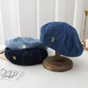 Sboy Shats Denim Berets Hat Retro Casual и Summer Painter Cap Corean Alphabet Blue Beret Women's Luxxeton 230801