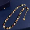 Colliers pendentifs Vintage Sparkle Crystal Round Floral Feline Collar Short Necklace
