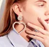 dangle earrings女性のためのエレガントな甘い愛誇張されたラインストーンハートドロップイヤリングウェディングジュエリーハート型スタッド