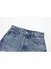 Short femme été Chic mode trou cassé décoration taille haute Denim Vintage poches latérales femme jupes Mujer