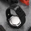 Horloges Heren Sporthorloges Grote wijzerplaat Waterdicht Digitaal Quartz Polshorloge Zwart Led Elektronisch Militair horloge Rubberen band Mannelijke klokken