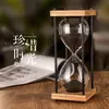 Dekorative Objekte, Figuren, quadratisch, Bambussockel, Glas-Sanduhr, 30-Minuten-Timer, interessante Wohndekorationen, Sanduhr, Küchenuhr, 230731