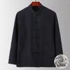 Camisas casuais masculinas de linho masculinas roupas tradicionais chinesas manga longa jaqueta Kungfu jaqueta masculina