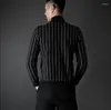 Pulls pour hommes M-2xl automne et hiver col haut épais Simple noir blanc rayé pull demi-col haut tricot bas chemise