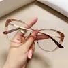 Solglasögon Cat Eye Metal Anti Blue Light Frame Fashionable Retro Women's Brand Designer Computer Eyeglasses Recept Glasögon