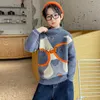 Cardigan Children's Sweaters Young Boys Kids Winter Clothes Mink Wool Cartoon Dog Pattern Pullover Teenager ONeck Sweater 514 Years Old J230801