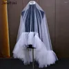 Bridal Veils JaneVini 2023 Elegant Short White With Metal Comb 2 Layer Elbow Length Tulle Ruffles Wedding Hair Accessories