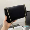 2023-Fashion Large Pearl Chain Bag Simple Casual Style Women's Shoulder Bags Leather Black Folding Wallet Black White Handväska