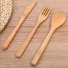 3Pcs/Set Eco-friendly Japanese Portable Cutlery Set Bamboo Dinnerware Set Knife Fork Dinner Tableware Set LX4250