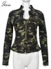 Giacche da donna Joskaa Fashion Camouflage per abbigliamento da donna Autunno 2023 Cappotto da giacca con zip a maniche lunghe con colletto alla coreana sexy Y2K Streetwear 230731