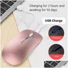 Muizen Bluetooth Usb Draadloze Muis Oplaadbaar 2.4Ghz Led Licht Geruisloos Ergonomisch Ontwerp Touch Voor Laptop Boek Ipad Pc Computer Dr Dhxve