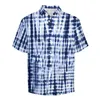 Męskie koszule zwykłe niebieskie krawat barwnik wakacyjny koszula vintage druk na hawajskie bluzki męskie krótkie rękawowe odzież graficzna