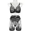 Intimo sexy Fun Three Piece 2023 New Line Mesh Splicing con reggiseno a catena Coprivita 3310 230801