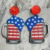 Dangle Earrings Personality Fashion American Independence Day Flag Butterfly Rugby Wooden Earring Jewelry Gift Wholesale