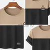 T-shirt da uomo CharmkpR Top 2023 Uomo Two Tone Geo Letter Stampa Camiseta Casual Streetwear Maschile All-match Simple T-shirt manica corta S-2XL J230731