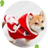 Vêtements pour chiens Costume de Noël pour animaux de compagnie Vêtements Père Noël Tenue d'équitation Fournitures de cerf Livraison directe Maison Jardin Dhokt