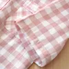 Women's Sleepwear See Homewear Loung Wear Pajams Sets 2023 Summer Cotton Pajamas Set Vintage Plaid Women Men