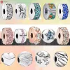 925 Silber Perlen Charms passen Pandora Charm 925 Armband glänzend Zirkon Öffnung Positionierung Schnalle Loch Charms Set Anhänger DIY feine Perlen Schmuck