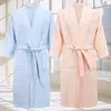 Men's Sleepwear Men Summer Cotton Kimono Waffle Bathrobe Plus Size Water Absorption Long Towel Bath Robes Women Dressing Gown Lovers