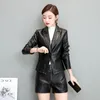 Женская кожаная кожа M-5XL искусственные куртки Женская одежда 2023 Осень Зимняя Черная Короткая Корт ПУ