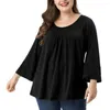 Blusas femininas femininas primavera t-shirt estilosa plus size plissada solta blusa com mangas compridas macias casual respirável