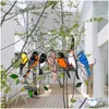 Decoratieve objecten beeldjes mini hanger gebrandschilderde vogel glazen raam ophangingen acryl muur opknoping gekleurde vogels decor kamer Accesso Dh4Ac