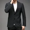 Ternos Masculinos Blazer Masculino 2023 Primavera E Outono Jaqueta Listrada Moda Casual Bonito Simples Terno Masculino Casaco Preto