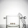 Zupa garnki szklane szklane garnek z pokrywką japońskie naczynia kuchenne z zestawem naczyń bezstronnych do smażenia przezroczystą domową odporność na ciepło 230731