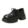 Sapato Feminino Cross Toe Redondo Estilo Britânico Oxfords Tênis Casuais Feminino Outono Tamancos Plataforma Preppy Couro