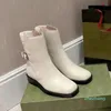 2023-Automne hiver designer bottes femme Semelle épaisse botte à glissière Plate-forme en cuir de vachette souple Chaussure décontractée en cuir mode Haut haut Boucle de ceinture femmes chaussures