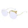 Sonnenbrille Runde Frauen Luxus Marke Designer Zirkon Sonnenbrille UV400 Brillen Persönlichkeit Brillen Kristall Leopard Shades 221014