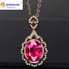 New pigeon's blood ruby tourmaline plated rose gold openwork pendant European and American full diamond teardrop-shaped love pendant temperament