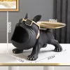 Oggetti decorativi Figurine Raffreddare maggiordomo bulldog francese con vassoio statua di cane bocca grande scatola di immagazzinaggio domestica resina animale scultura figurina regalo d'arte 230731