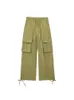 Women's Pants Capris Fashion Y2K Pockets Cargo Long Pants For Women Elastic High Waist Sweatpants Female Casual Drawstring Wide Leg Baggy Trousers 230731