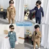 Suits Spring Autumn Child Double Breasted Suit Set Boys Pure Color Blazer Pants 2st Clothing Set Kids Host Party Performance Costume 230801