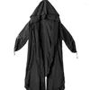 Herrgravrockar arens Techwear Goth Coat Windbreaker Gothic Hip Hop Harajuku Dark Wear Long Cardigan Men Black Japanese Streetwear