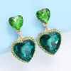 Kolczyki Dangle Pink Cute Rhinestone Heart Trendy Charm Crystal for Women Jewelry Akcesoria Prezent