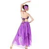 Vêtements de scène 1 ensemble/lot femmes Costumes de danse du ventre pour adulte inde femme costume de danse du ventre paillettes soutien-gorge et jupe