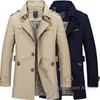 Mens Jacket New Top Cotton plus size Large Medium Length Trench Coat Designer Jackets Hommes Casual Solid Coats Tops 3xl 4xl 5xl