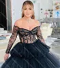 Casual Dresses Elegant Lace Tulle Prom Off The Shoulder Ruffles Puffy Long Formal Party Gowns Sexy V Neck Mesh Celebrity Dress