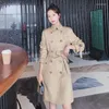 Women's Trench Coats Slim Women Coat Double-Breasted Long Windbreaker Office Lady Duster With Belt Spring Autumn Outerwear Female Clothes