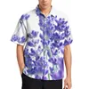 Männer Casual Hemden Lavendel Pflanze Blume Lose Hemd Männlich Urlaub Schöne Blumen Design Kurzarm Harajuku Oversize Blusen