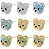 CZ Micro Pave Cute Bear Stud örhänge Kopparörhängen för kvinnors gåva