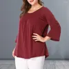 Blusas femininas femininas primavera t-shirt estilosa plus size plissada solta blusa com mangas compridas macias casual respirável