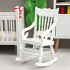 Tools Workshop 5Pcs/Set 1 12 Dollhouse Furniture White Baby Cot Dining Chairs Rocking Horse Rocking Chair Cabinet Children's Room Decor Sets 230731