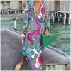 Grundlegende Casual Kleider Frauen Boho Drucken Lose Strand Elegante Retro Harajuku V-ausschnitt Maxi Kleid Sexy Langarm Übergroßen Drop Liefern Dheuv